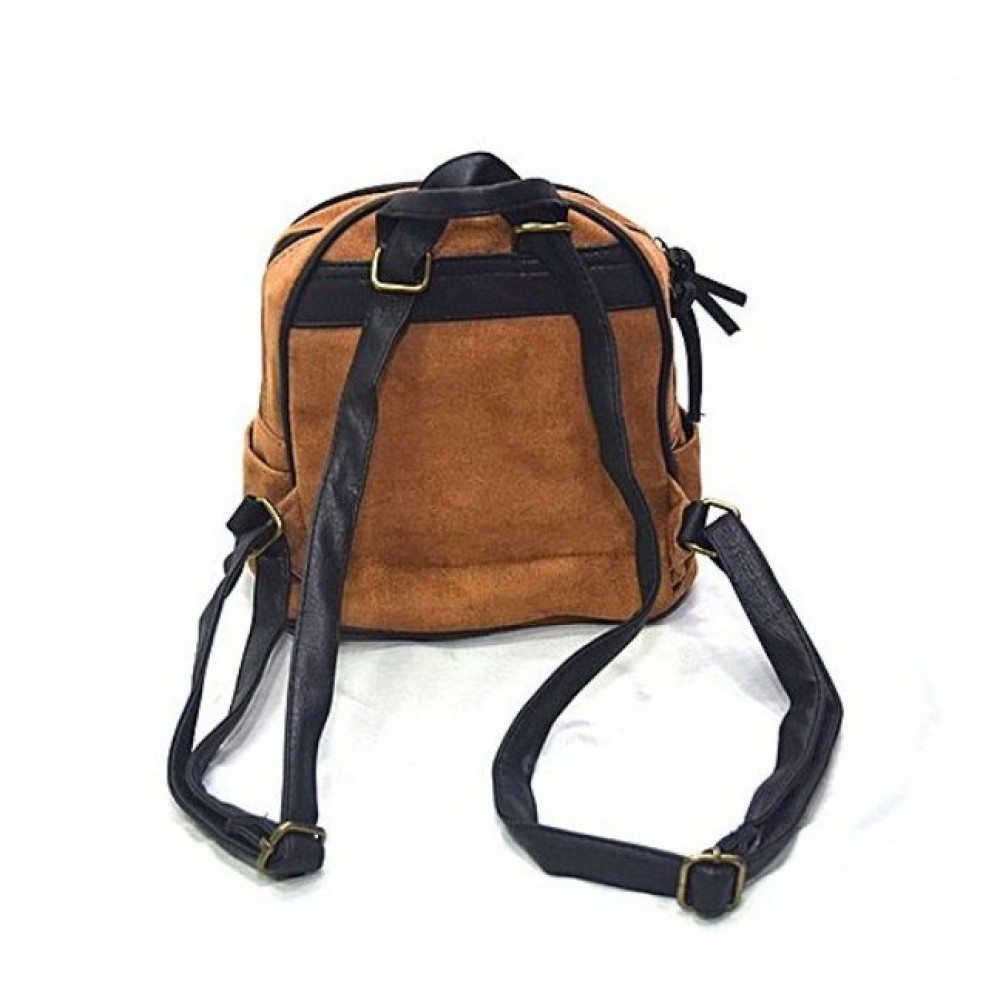 Suede Fabric Bag For School & College - Brown