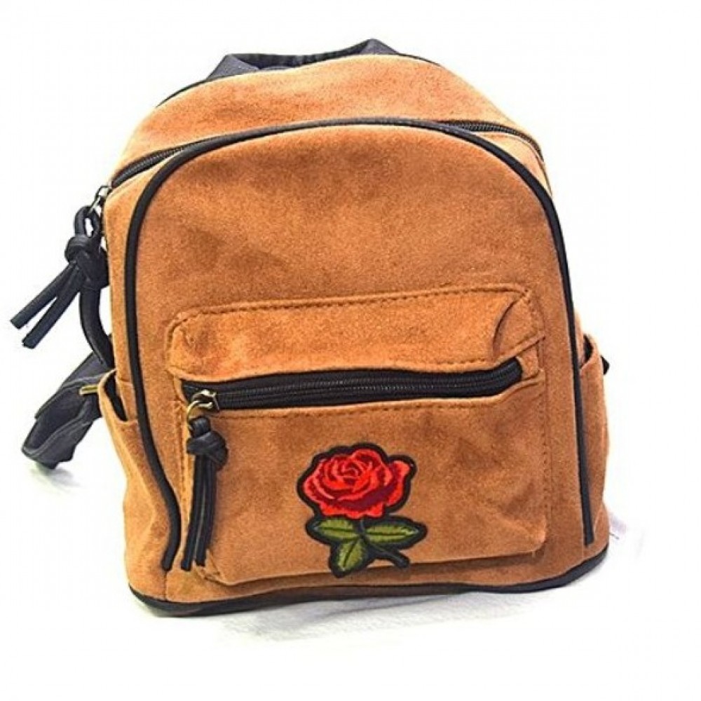 Suede Fabric Bag For School & College - Brown